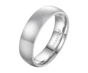 Mesnt Wedding Band for Men Women, Titanium Brushed Domed Design Titanium Wedding Ring for Men Women 6MM, Silver, Size 0