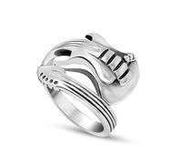 Mesnt Wedding Band, Men Stainless Steel 3.4MM Guitar Pattern Ring, Silver, Size N 1/2