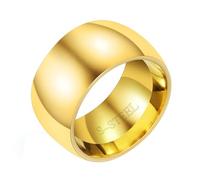 Mesnt Wedding Band Rings for Men, Surgical Steel 11MM Wide Comfort Fit Smooth Ring for Men Gold, Size V 1/2
