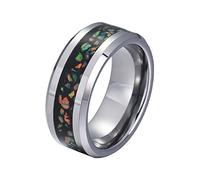 Mesnt Wedding Band Tungsten Carbide 8MM Opal Inlaid Wedding Bands Unisex for Boy Father Husband Silver Size R 1/2