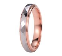 Mesnt Wedding Bands for Her, Tungsten 4MM Bicolor Faceted Wedding Ring for Women, Step Edge, Rose Gold Silver, Size V 1/2