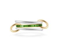 Mesnt Wedding Bands for Her, Women Stainless Steel Polished Stainless Steel Ring 3-Piece Set with Green Cubic Zirconia, Silver Gold, Size R 1/2