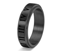 Mesnt Wedding Rings For Him And Her Stainless Steel | Hollow Out Roman Numerals Rotatable Spinner Ring for Stress Relief 6MM Wide
