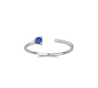 Mesnt White Gold Ring for Women, Women's 18K White Gold Open Design with 0.25ct Round Lab Sapphire and Moissanite Ring, Size U 1/2