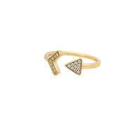 Mesnt Women 14K Yellow Gold Triangle and Arrow with Moissanite Adjustable Open Promise Ring for Women, Size T 1/2