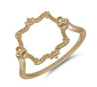Mesnt Women 14K Yellow Gold Vintage Hollow Picture Frame Shape Plain Wedding Ring for Women, Size U 1/2