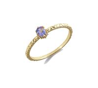 Mesnt Women 9K Yellow Gold Stylish Engagement Ring Solitaire with 0.35ct Oval Tanzanite, Size M 1/2