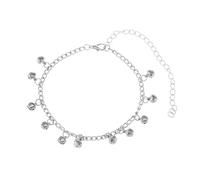 Mesnt Women Anklet Silver, Simple Chain with Bells Pendant Anklet Bracelets for Women, Length: 21.5+10CM