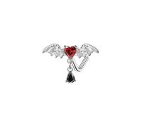 Mesnt Womens Nose Rings Studs, 1pcs 20G L Shape Piercing Nose Studs Angel's Wings and Heart Cubic Zirconia in Stainless Steel, Silver Red-Style 10, 0.8x7mm