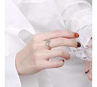Mesnt Women's Promise Rings, 14K White Gold Engagement Ring for Women Cloverleaf with Lab Created Diamond, Size K 1/2