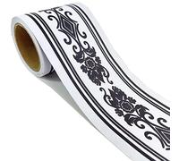Mesoar 5 Meters Self Adhesive Vintage Black Floral Pattern Wallpaper Border Peel Stick Decorative Ceiling Sticker Molding Border
