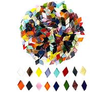 MESOAR 600pcs Rhombus Assorted Color Stained Mosaic Tiles Glass Translucent Stained Glass for Photo Frames, Flower Pots, Mirrors or DIY Crafts