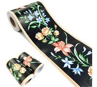 MESOAR Self Adhesive Black Floral Rattan Wallpaper Border Peel Stick Decorative Ceiling Sticker Molding Border 10cm by 32.8ft