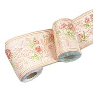 Mesoar Self Adhesive Floral Border Peel and Stick Wallpaper Border Decal, Bathroom Border Tile Stickers Waterproof, Kitchen Wall Borders, Removable Embossed Ceiling Wall Tile Borders (Pink)