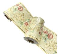 Mesoar Self Adhesive Floral Border Peel and Stick Wallpaper Border Decal, Bathroom Border Tile Stickers Waterproof, Kitchen Wall Borders, Removable Embossed Ceiling Wall Tile Borders (Yellow)