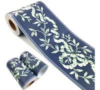 Mesoar Self Adhesive Navy Floral Rattan Wallpaper Border Peel Stick Decorative Ceiling Sticker Molding Border 10cm by 32.8ft