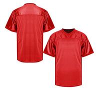 MESOSPERO Blank Practice Football Jersey Mesh Athletic Sports Football T-Shirt Black White Red, #Blank-red, S