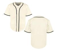 MESOSPERO Mens Blank Plain Baseball Jersey Button Down Shirts Sports Hip Hop Hipster Jersey S-3XL Black White Grey Red Blue