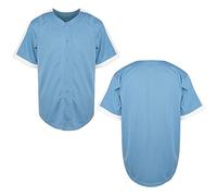 MESOSPERO Mens Blank Plain Baseball Jersey Button Down Shirts Sports Hip Hop Hipster Jersey S-3XL Black White Grey Red Blue, Light Blue, 3XL