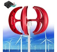 MESOVFCA 12000W Vertical Wind Turbine Generator Kit - 5-Blade 3-Phase AC Permanent Magnet with Controller, Perfect for Hybrid Wind-Solar Systems, Red/24V, High Efficiency Energy Solution