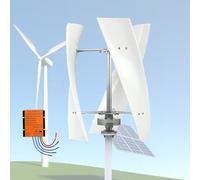 MESOVFCA 18000W Vertical Wind Turbine Generator, 12V 24V 48V Output with Controller, 3-Blade Aerodynamic Design, Auto Windward Adjustment, Perfect for Boats, Gazebos, Mobile Homes (White, 24V)