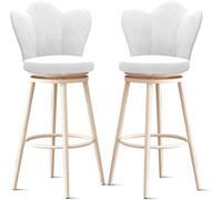 MESOVFCA 360° Swivel Upholstered Bar Stools Set of 2 for Kitchen Island Counter Height with Backs and Metal Legs White 25.6'' H