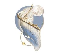 MESOVFCA 3D Metal Wall Art with LED Light, 3D Decorative Painting with Remote Control, Modern Feather Decor for Living Room, Bedroom, Entryway Wall(Blue,39.4 * 23.6in)