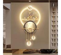 MESOVFCA 3D Wall Art Decoration - LED,Large Wall Hanging Sculpture Painting Lighted Wall Art with Metal Ball Pendant for Home Living Room Entrance Hallway Bedroom, Remote Control(A,47.2 * 23.6IN)