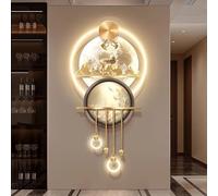 MESOVFCA 3D Wall Art Decoration - LED,Large Wall Hanging Sculpture Painting Lighted Wall Art with Metal Ball Pendant for Home Living Room Entrance Hallway Bedroom, Remote Control(C,47.2 * 23.6IN)