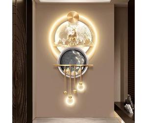 MESOVFCA 3D Wall Art Decoration - LED,Large Wall Hanging Sculpture Painting Lighted Wall Art with Metal Ball Pendant for Home Living Room Entrance Hallway Bedroom, Remote Control(B,47.2 * 23.6IN)