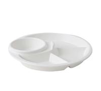 MESOVFCA 4 Sections Dinner Plates, Portion Control Divided Plates, Divided Plates Ceramic, Healthy Nutrition Plate, Microwave and Dishwasher Safe Dishes - Round(White)