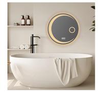 MESOVFCA Anti-Fog Led Wall Mirror for Bathroom, Dimmable Makeup Mirror with Lights, Time Temperature Display Mirror, Wall Mounted Dimmable Lights Shatterproof Mirror(WW/Demisting,50cm/19.7in)