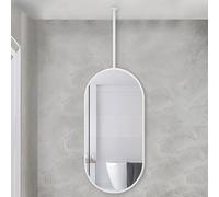 MESOVFCA Bathroom Mirrors for Over Sink, Vanity Mirrors for Ceiling, White Metal Frame Oval Mirrors, Modern Decor HD Mirror(40cmx80cm)