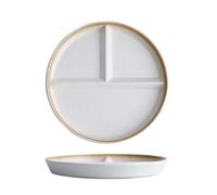 MESOVFCA Ceramic Divided Dinner Plates, Round Portion Control Plate, Home Meal Kitchen Plates, Machine Washable Divided Plates for Adults Bariatric Weight Loss & Diabetic Diet(Yellow,B)