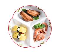MESOVFCA Ceramic Portion Control Plates, Round Divided Plates for Adults, Bariatric Plates for Portion Control, Reusable 3 Section Lunch Tray, Durable & Smooth(E,7in)