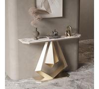 MESOVFCA Console Table for Entryway, Rectangular Sofa Table Behind The Couch, Narrow Console Table with Metal Frame, for Hallway, Entrance, Foyer, Living Room(Gold B,120cm/47.2in)