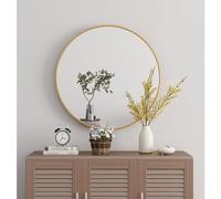 MESOVFCA Decorative Wall Mirror, Round Wall Mirror with Metal Frame, for Entryway, Bathroom, Living Room and More, Modern Minimalist Mirror(Gold,40cm/15.7in)