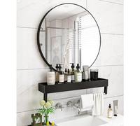 MESOVFCA Decorative Wall Mirror, Round Wall Mirror with Metal Frame, for Entryway, Bathroom, Living Room and More, Modern Minimalist Mirror(Black,40cm/15.7in)