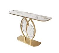 MESOVFCA Entryway Console Table with Metal Frame, Narrow Entryway Table with Storage Shelves, Small Sofa Table Behind The Couch, for Hallway, Entrance, Foyer, Living Room(Gold C,100cm/39.4in)