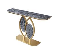 MESOVFCA Entryway Console Table with Metal Frame, Narrow Entryway Table with Storage Shelves, Small Sofa Table Behind The Couch, for Hallway, Entrance, Foyer, Living Room(Gold D,120cm/47.2in)