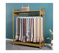 MESOVFCA Floor-Standing Fabric Sample Display Stand, Double-Layer Metal Storage Panel, Large Capacity Curtain Shelf, Suitable for Quilts, Sheets, Scarves(Gold,150x40x140 cm)