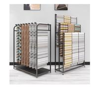 MESOVFCA Floor-Standing Fabric Sample Display Stand, Double-Sided Multi-Layer Metal Textile Curtain Shelf, Quilt/Blanket/Scarf Organizer Holder(Black,150X60X150 CM)