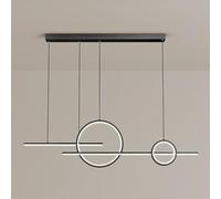 MESOVFCA Geometric Long Strip Pendant Light, Aluminum Linear Hanging Lamp with Silicone Shade, Modern LED Suspension Lamps - 56W, Dining Room Chandelier, Slim Kitchen Island Drop Lights(Dark)