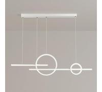 MESOVFCA Geometric Long Strip Pendant Light, Aluminum Linear Hanging Lamp with Silicone Shade, Modern LED Suspension Lamps - 56W, Dining Room Chandelier, Slim Kitchen Island Drop Lights(White)