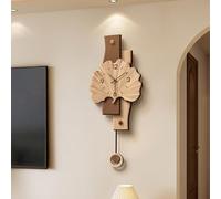 MESOVFCA Ginkgo Leaf-Shaped Living Room Wall Clock, 3D Wall Art Decor Clock, Home Decor Vintage-Style Creative, Silent Clocks(Brown2,30 * 70cm/11.8 * 27.6in)