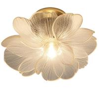 MESOVFCA Glass Flower Ceiling Light - Semi Flush Mount Hallway & Bathroom Gold Large Floral Petal Kitchen & Entryway Porch Closet Balcony Close to Ceiling Light