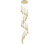 MESOVFCA High Ceiling Chandelier 18-Light LED 3CCT Dimmable Modern Raindrop Spiral Crystal Pendant Lights Dome Long Chandelier For Foyer Entryway Stairwell Lighting Fixtures