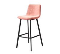 MESOVFCA High Stool with Back 25.6''/29.5'' Kitchen Bar Stools Pink Velvet Upholstered Stool Modern Bar Chairs Dining Chairs for Bistro Pub Coffee Home