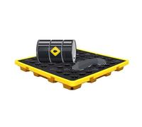 MESOVFCA Industrial Spill Containment Pallet - Forklift Accessible Stackable Drum Leak Prevention with Grating - Heavy Duty Spill Kit for Safe Hazardous Material Storage