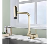 MESOVFCA Kitchen Mixer Taps 1 Hole Black Folding 360 Swivel Kitchen Sink Faucet with Rotation Spout Single Handle Mixer Tap (Brushed d)